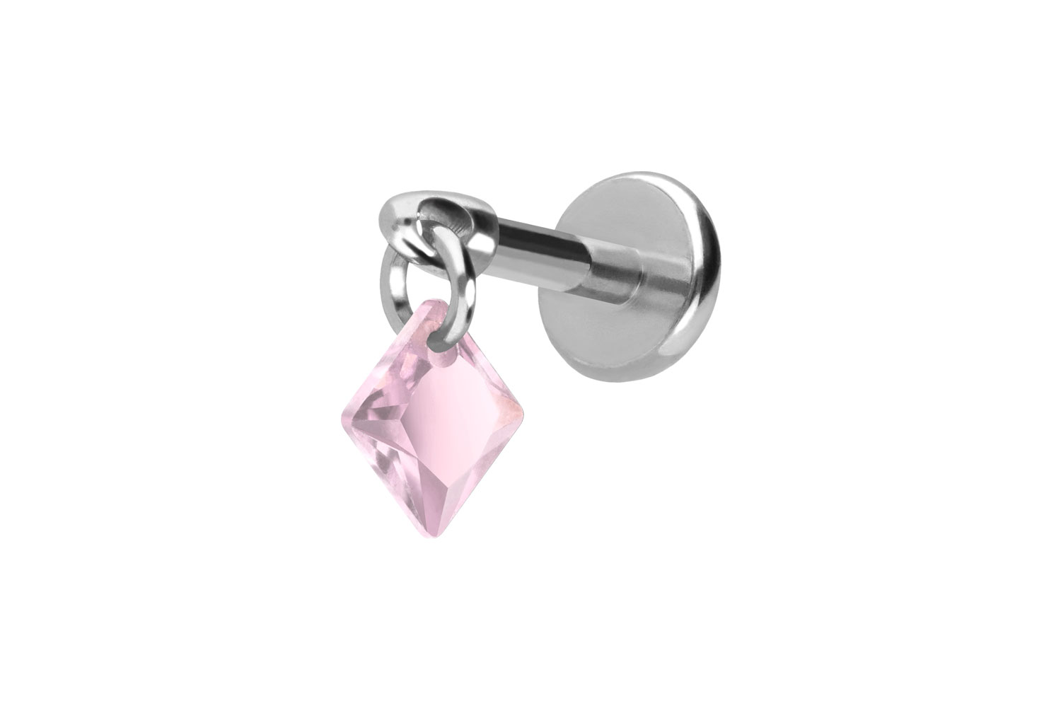 Titan Labret Piercing mit Push Fit KRISTALLQUADRAT